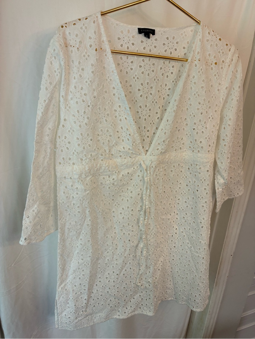 Talbots White Eyelet V-Neck Tunic S